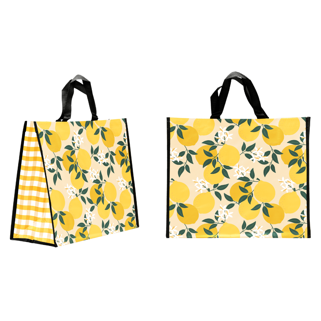 SACS CABAS POLYPRO - CITRONS - 44+20X40 CM