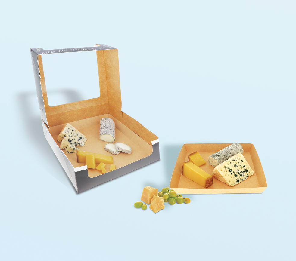 Plateau fromage carton avec fenêtre transparente