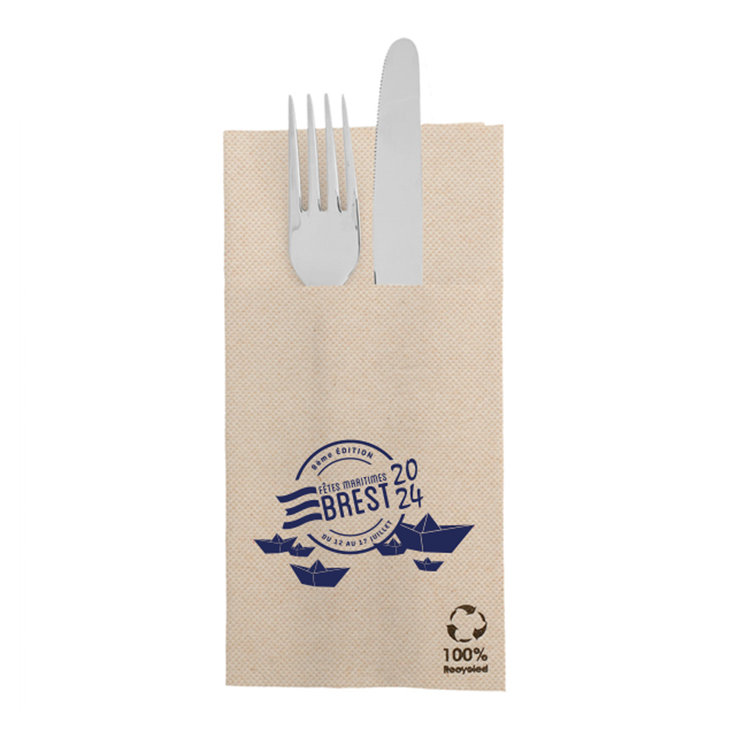 SERVIETTES DOUBLE POINT RECYCLEES KANGOUROU 39X40 CM PERSO BREST 2024