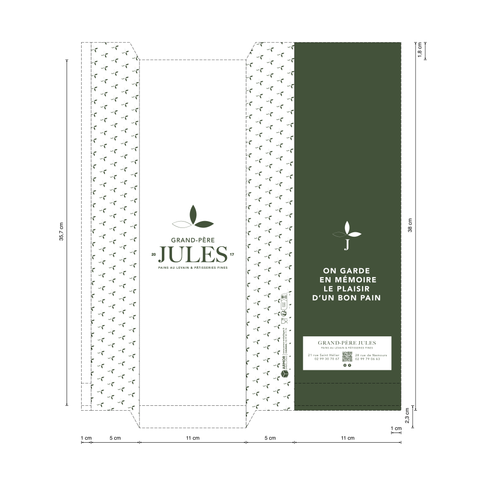 SACS BAGUETTES 11+5X38 PERSO GRAND PERE JULES