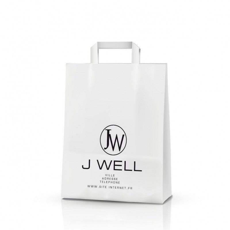 SACS KRAFT BLANC POIGNEES PLATES 22+10X28 CM IMPRIME JWELL
