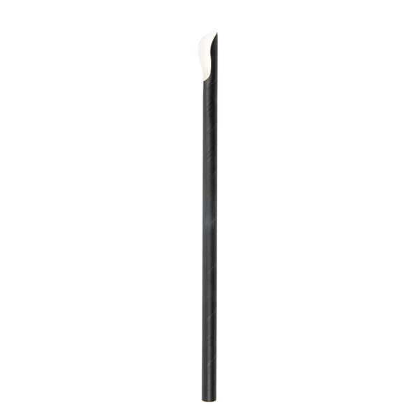 PAILLES PAPIER AVEC CUILLERE- NOIR - Ø0,80 X 21 CM