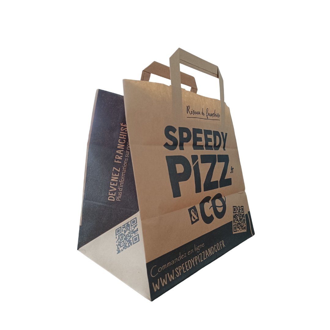 SACS KRAFT BRUN PP 26+17X24 PERSO SPEEDY PIZZ & CO