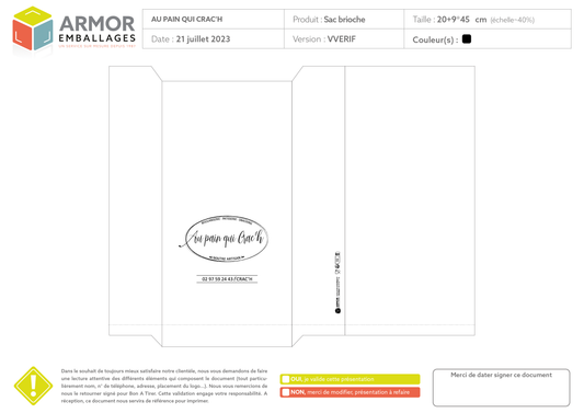 SACHETS CPP40µ 220X450+SF2X45 PERSO AU PAIN QUI CRAC'H
