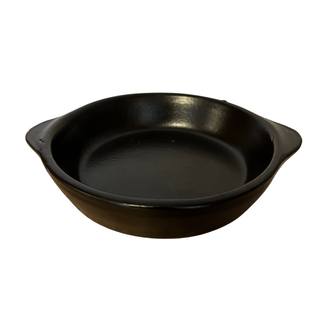 CASSOLETTE RONDE NOIRE A OREILLES (ø 11,5 CM / H 2,5 CM)