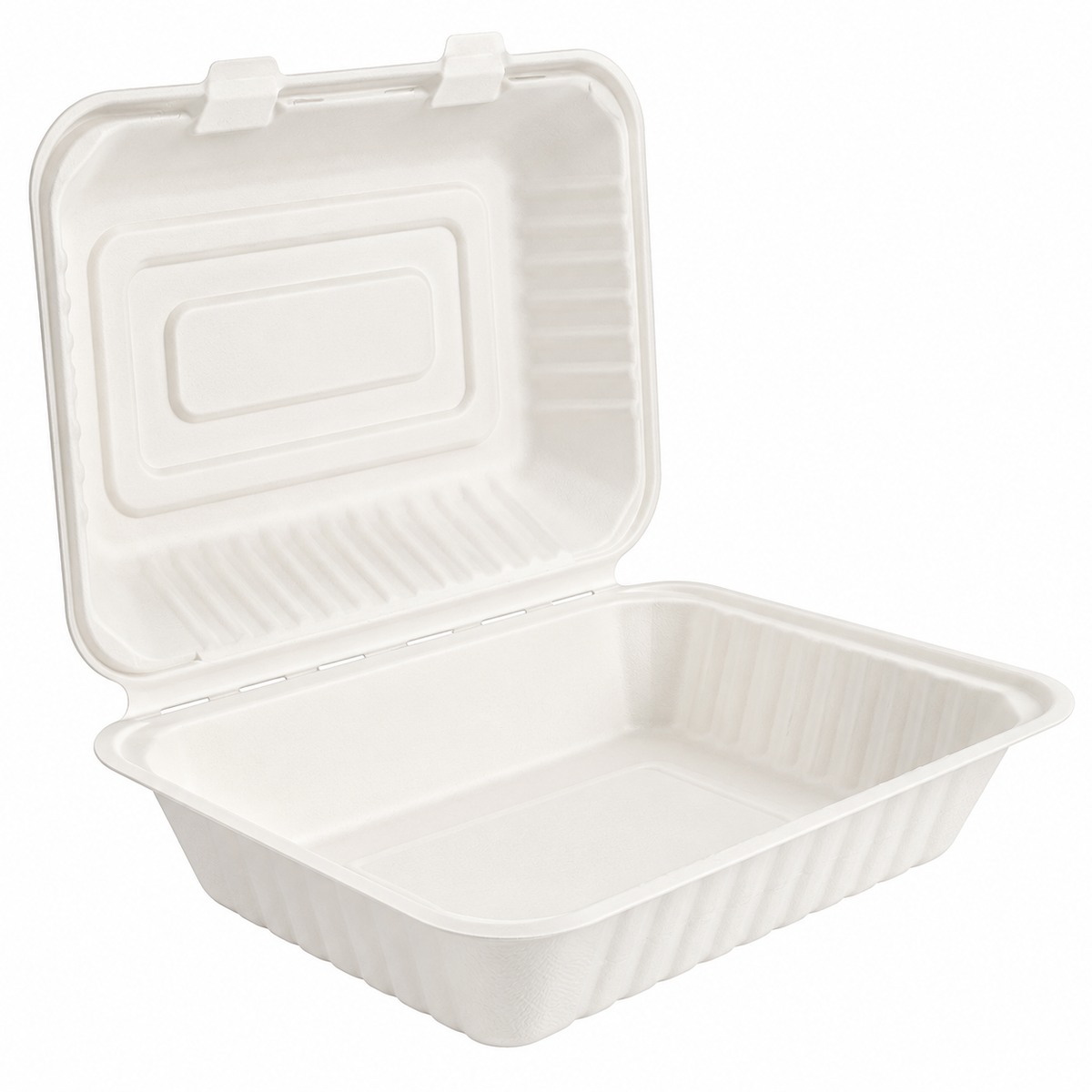 BOITE LUNCH EN BAGASSE - COUVERCLE CHARNIERE