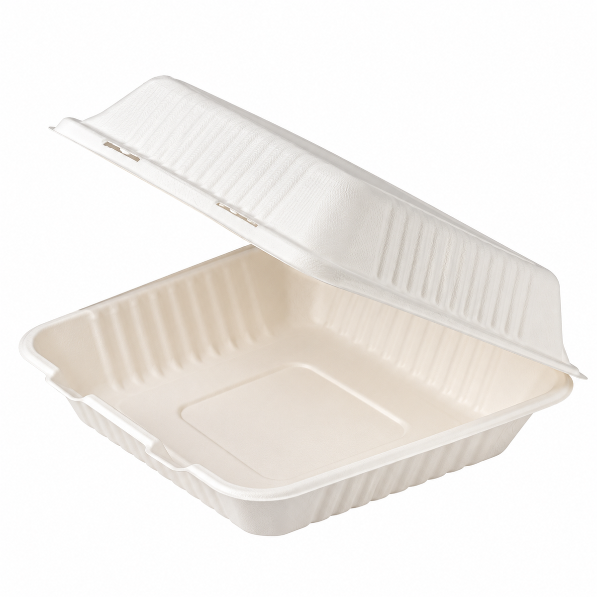 BOITE LUNCH EN BAGASSE - COUVERCLE CHARNIERE