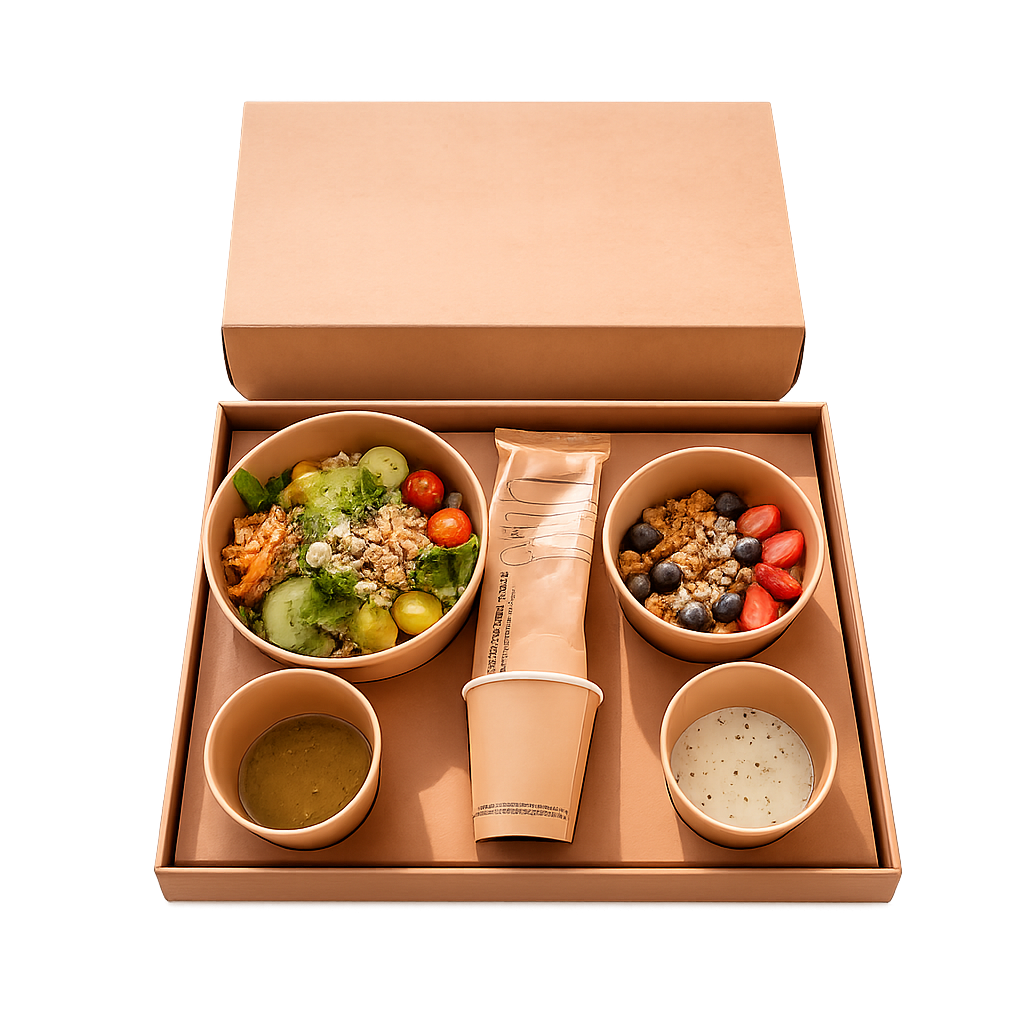 PLATEAU REPAS EN CARTON AVEC COUVERCLE