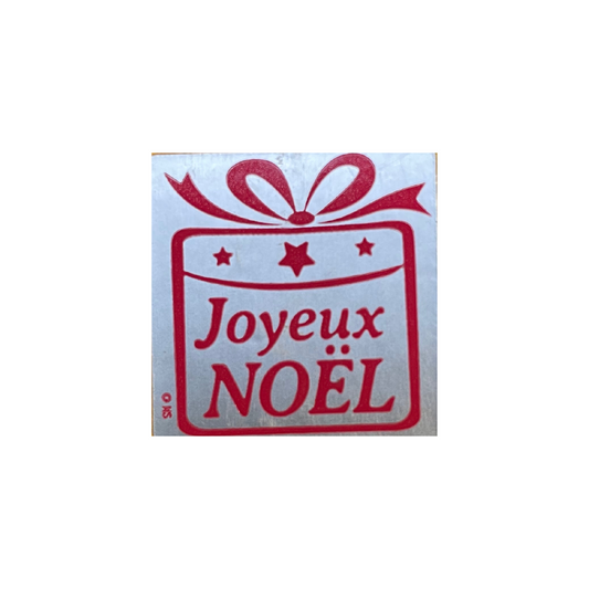 ETIQUETTES ADHESIVES- BOITE DE 500 - JOYEUX NOEL - CARRE ARGENT + ROUGE