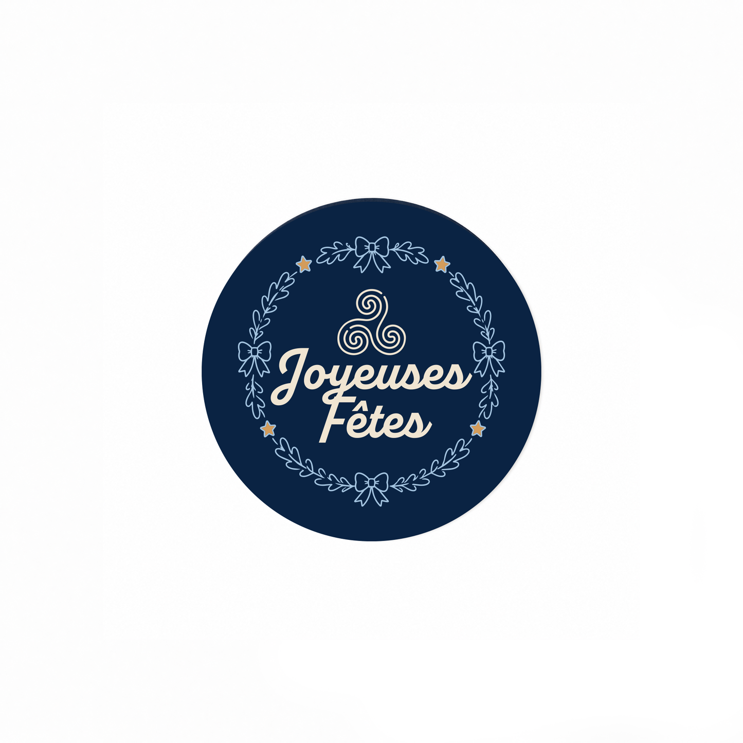 ETIQUETTES ADHESIVES- BOITE DE 200 - JOYEUSES FETES - MIAM BREIZH RONDE BLEU - NOUVEAU VISUEL