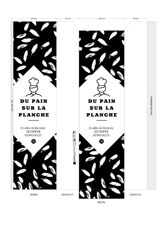 SACS BAGUETTE 10+5X35 PERSO DU PAIN SUR LA PLANCHE