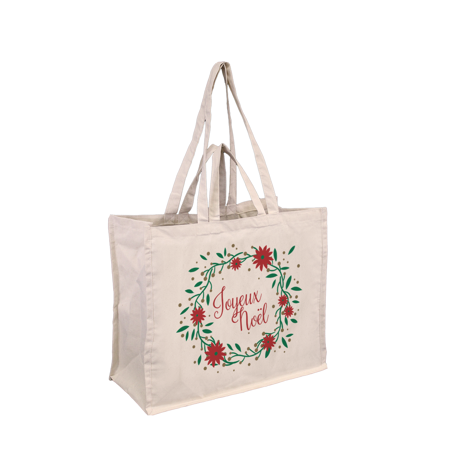 SACS CABAS EN COTON "JOYEUX NOEL" - 44+20X40 CM