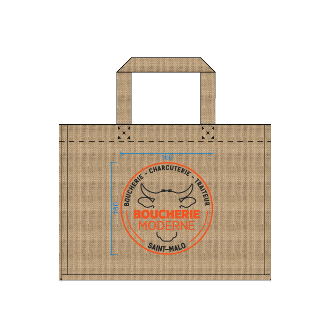 SACS JUTE NATUREL 44X20X40 PERSO BOUCHERIE MODERNE