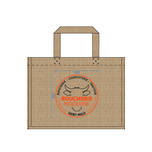 SACS JUTE NATUREL 44X20X40 PERSO BOUCHERIE MODERNE