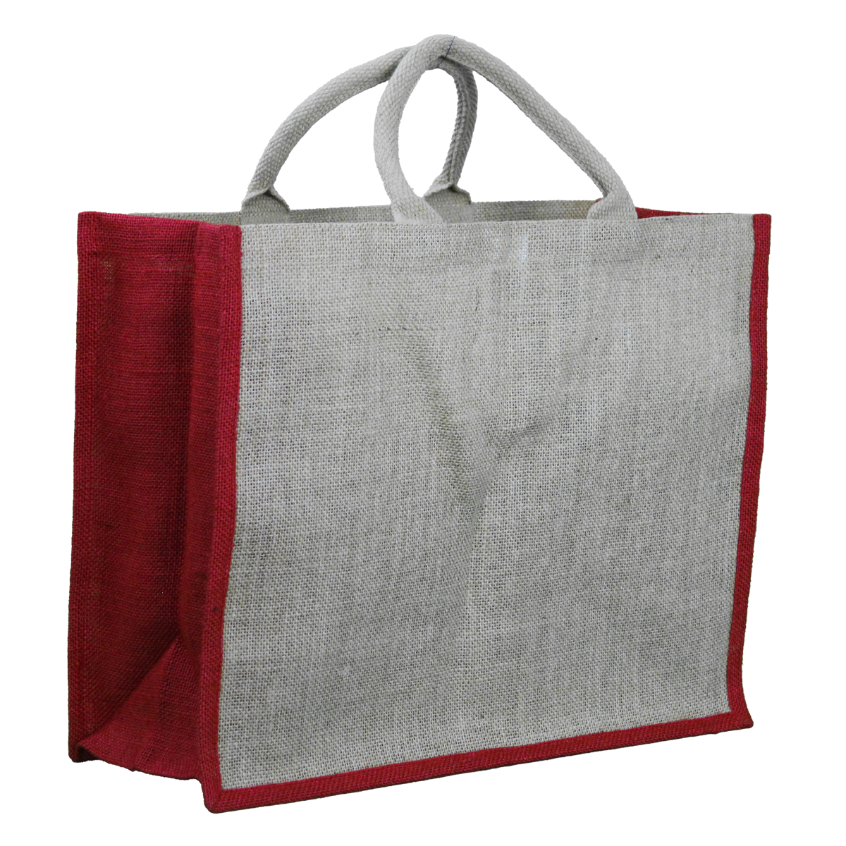 SACS CABAS JUTE "JOYEUX NOEL" AVEC ANSES EN COTON ROND - 42+18X35 CM