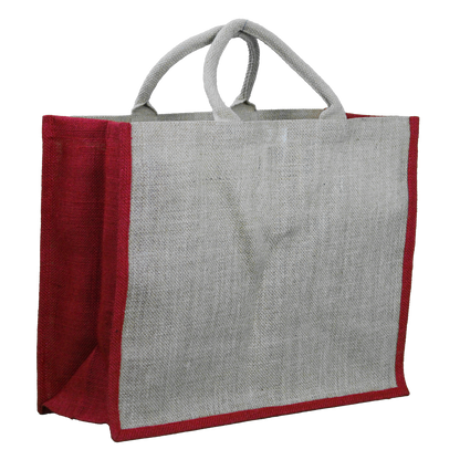 SACS CABAS JUTE "JOYEUX NOEL" AVEC ANSES EN COTON ROND - 42+18X35 CM
