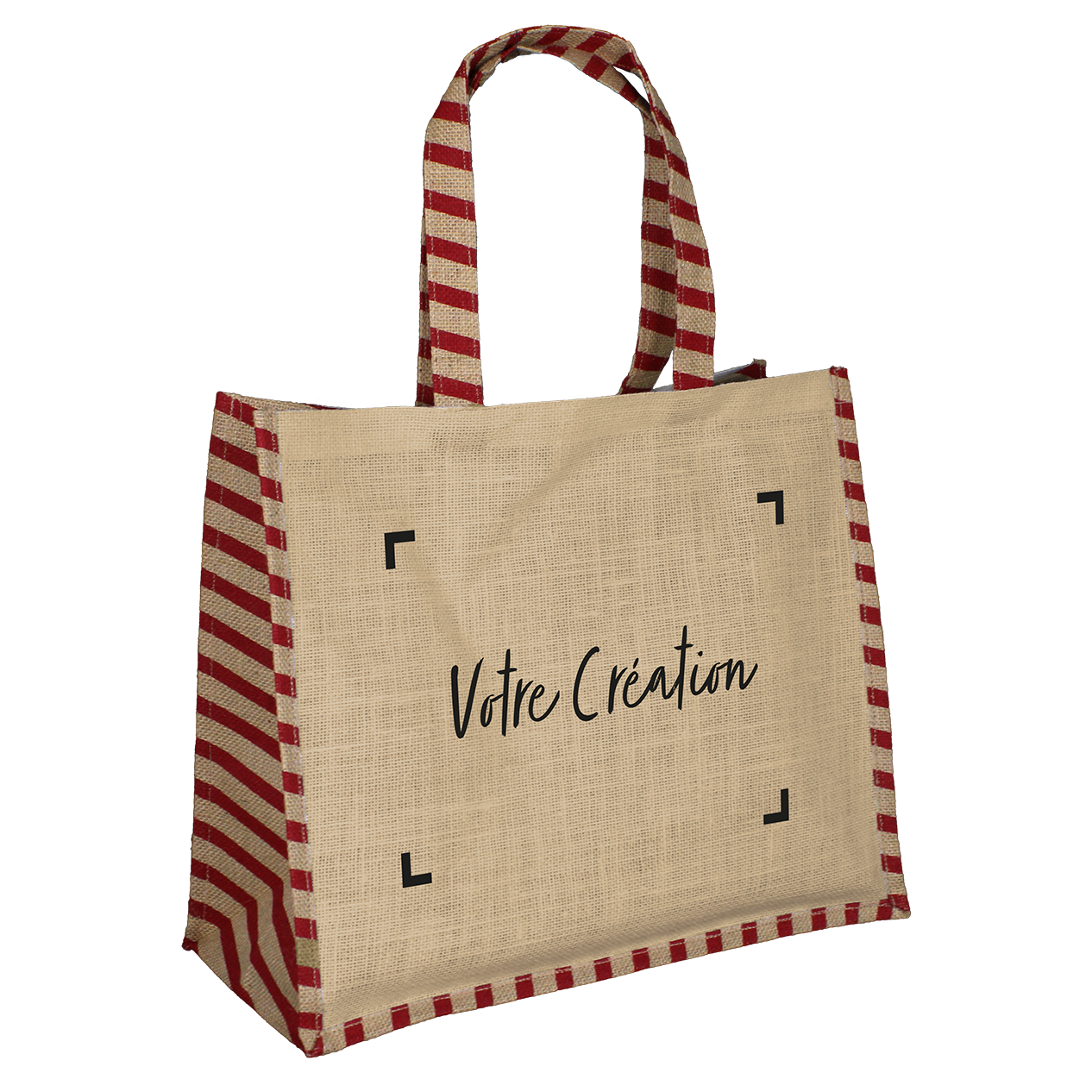 SACS CABAS JUTE "JOYEUX NOEL" AVEC ANSES EN JUTE IMPRIME- 42+18X35 CM