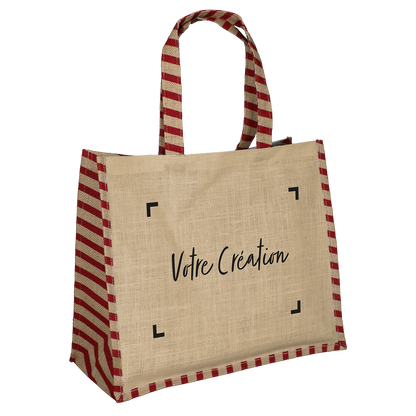 SACS CABAS JUTE "JOYEUX NOEL" AVEC ANSES EN JUTE IMPRIME- 42+18X35 CM