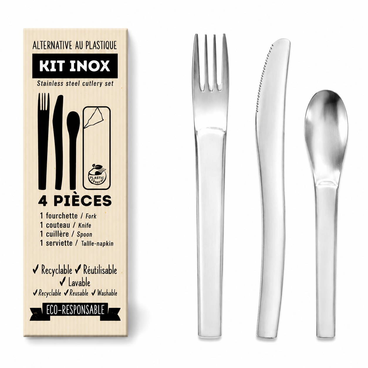 KIT COUVERTS INOX STANDARD (4 PIECES)