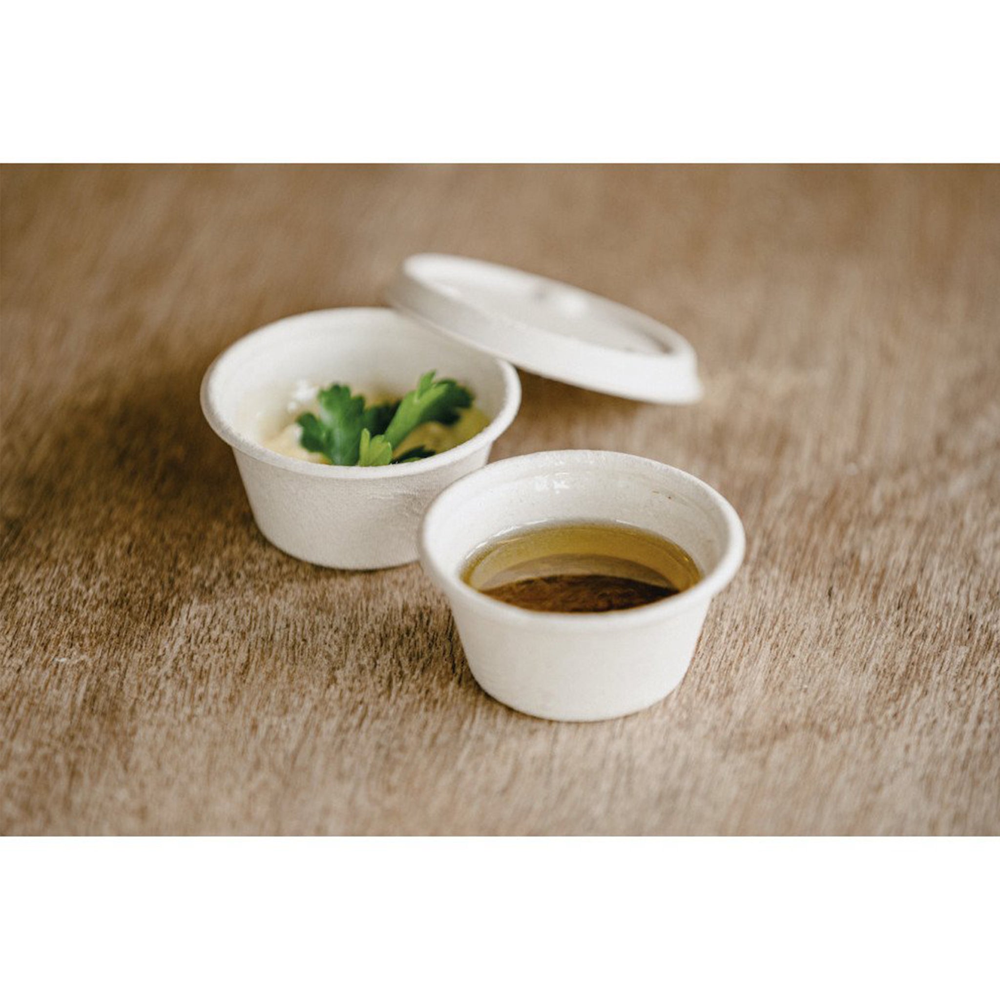 100 Pots à sauce en plastique PET avec couvercle attaché 20cc 100 Pots à sauce en plastique PET avec couvercle attaché 20cc